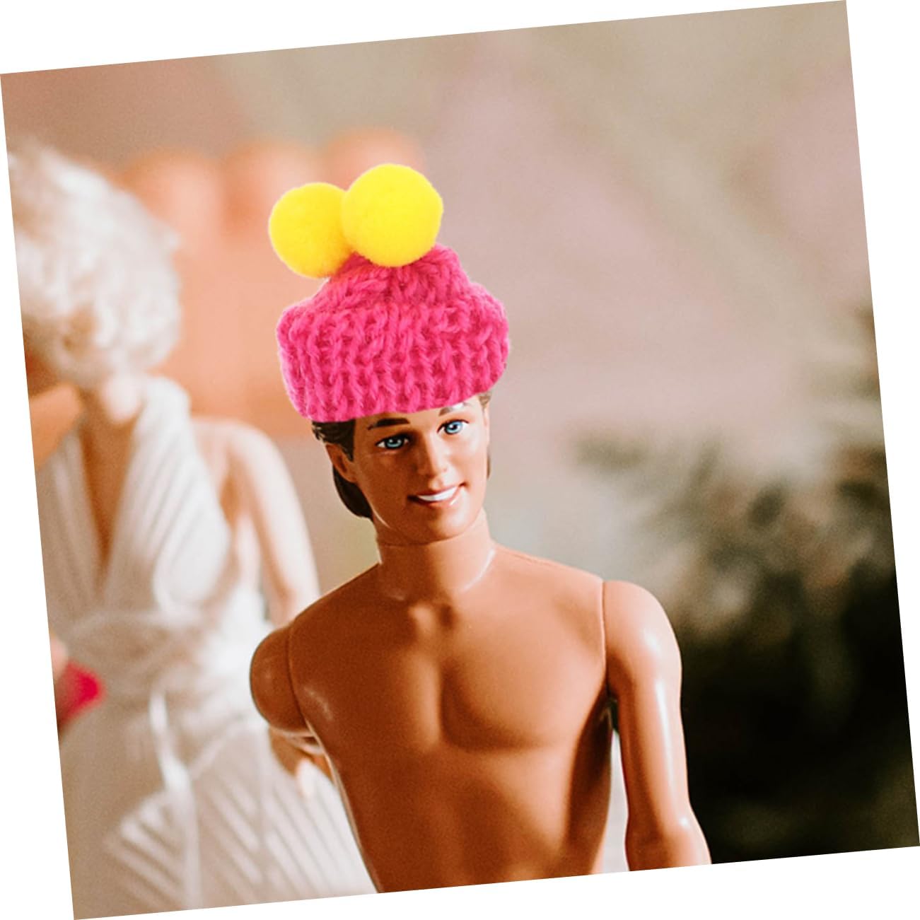 100pcs Mini Knitting Hats Double Woolen Ball Doll Accessories