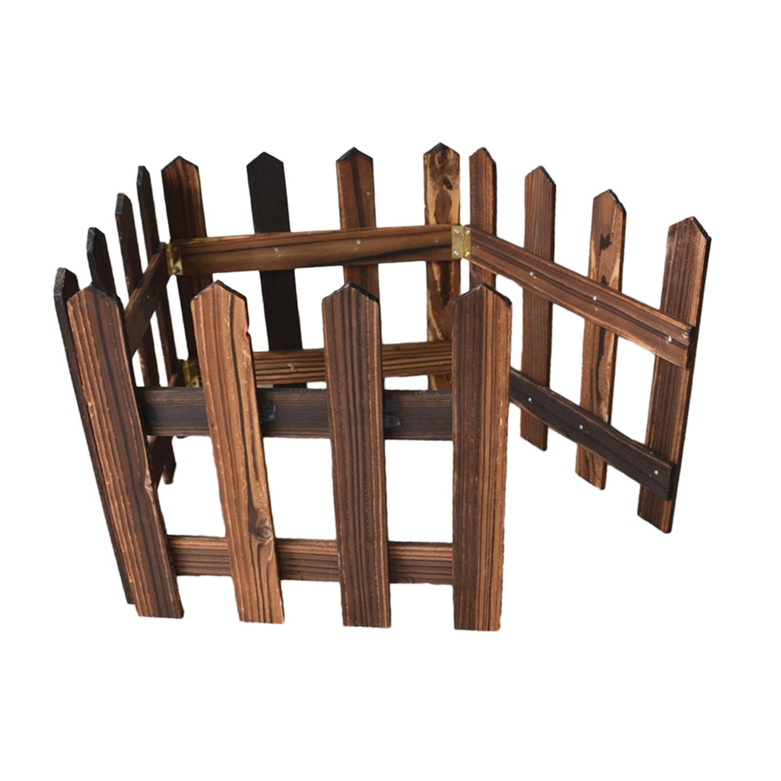 MYADDICTION Picket Fence Decorative Sturdy Wooden Garden Fence for Garden Yard Pool Lawn Brown Height 30cm-image-16