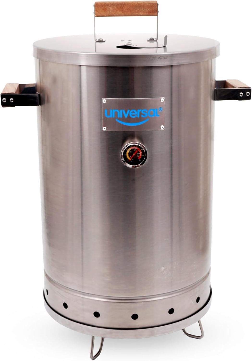 Universal 20-pound Stainless Steel (25-servings) Charcoal Barrel Smoker with Thermometer