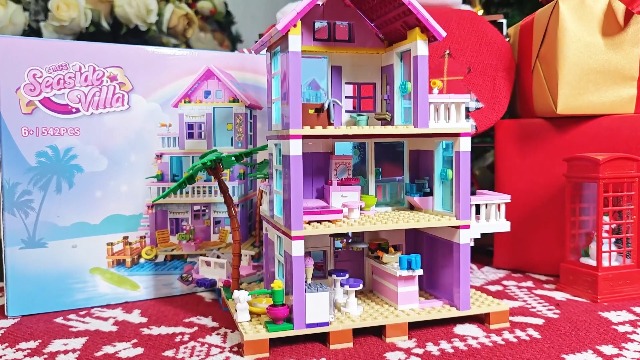 Oichy Beach House – Set Costruzioni Friends Seaside Villa – Mattoncini 4-in-1 Con Scivolo E Palme – Regalo Creativo