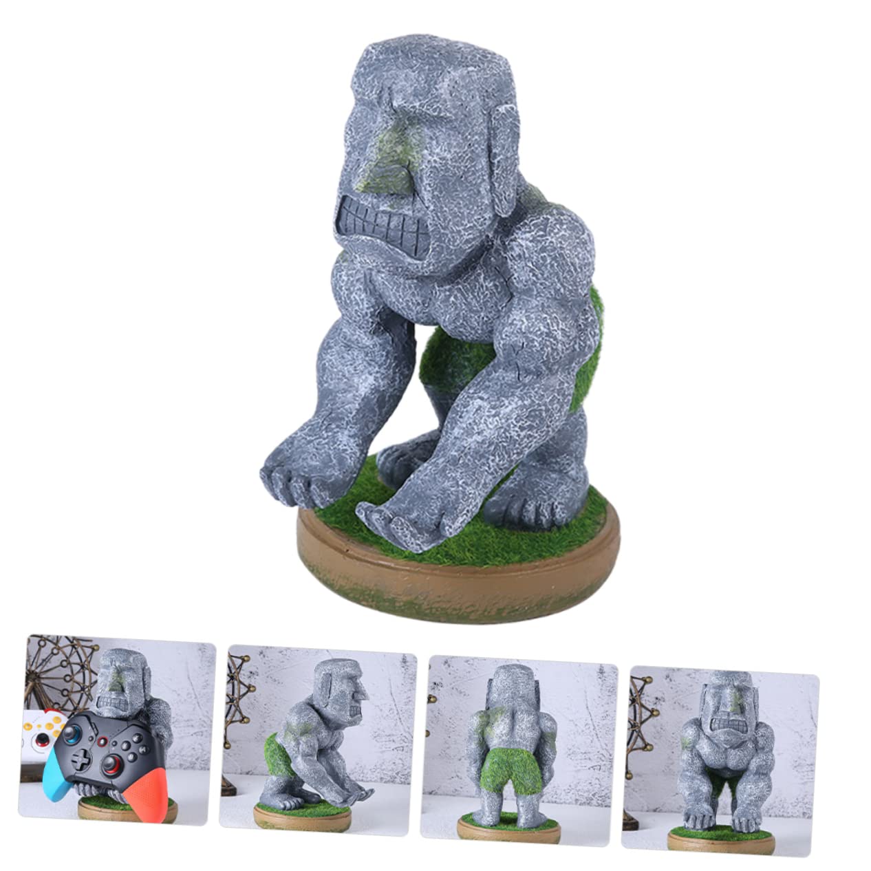 jojofuny Supporto per Maniglia di Gioco Multifunzionale in Resina per Controller e Cuffie, Base Stabile Compatta per Postazione Gaming a Casa, Ufficio e Viaggio, Decorazione Statua Moai