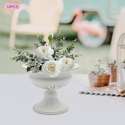 Miniatura 3 de 10 macetas de metal dorado de 4.7 pulgadas de metal para mesa de boda, arreglo floral, jarrón de trompeta de compota para fiesta, cumpleaños,