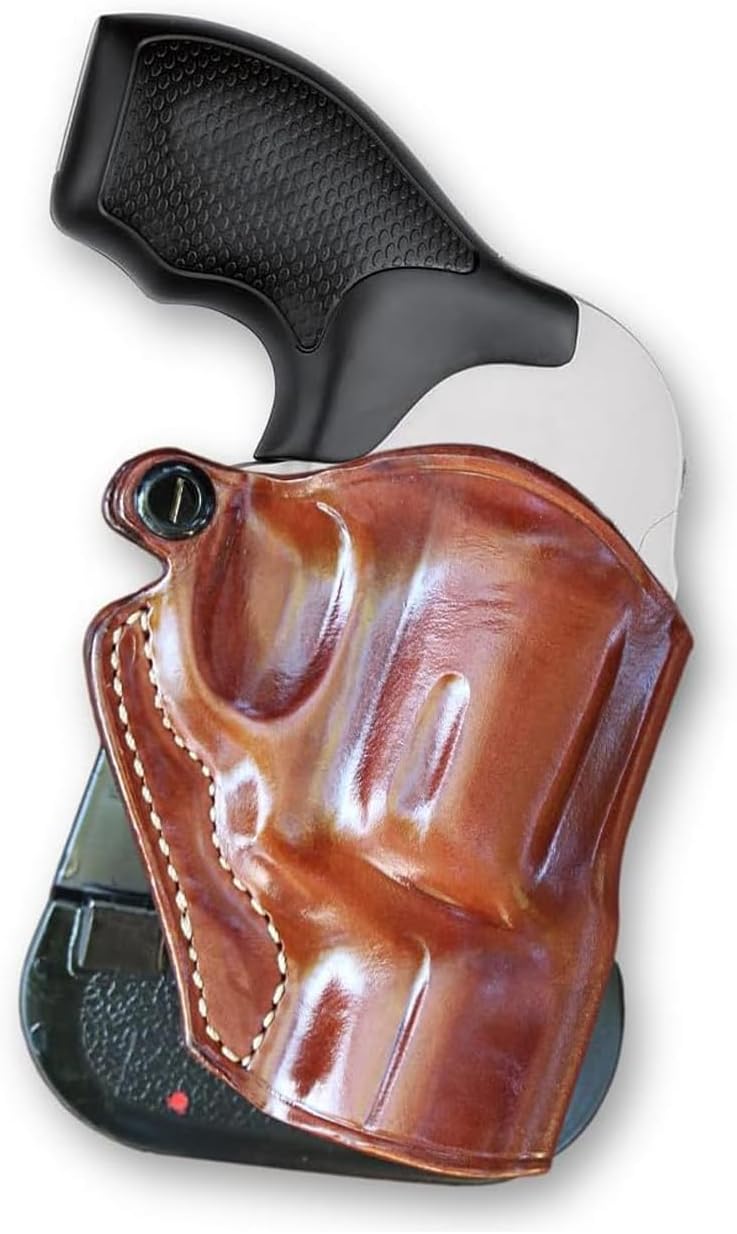 Masc Premium Leather OWB Paddle Holster with Open Top Fits, 442/642 1.875-inch, Right-Hand Draw, Brown #1128#