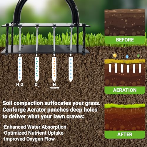 Herramienta manual de aireación para césped con 16 púas de acero miniatura 5