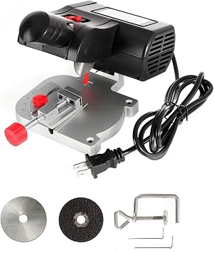 Mini Miter Cutoff Chop Saw 90W Benchtop Miter Saw 0-45  Adjustable, 50mm/16" Steel and Resin Blade, 1/2" Cutting Depth, 7800rpm Electric Table Saw for Metal Wood Plastic Hobby Black