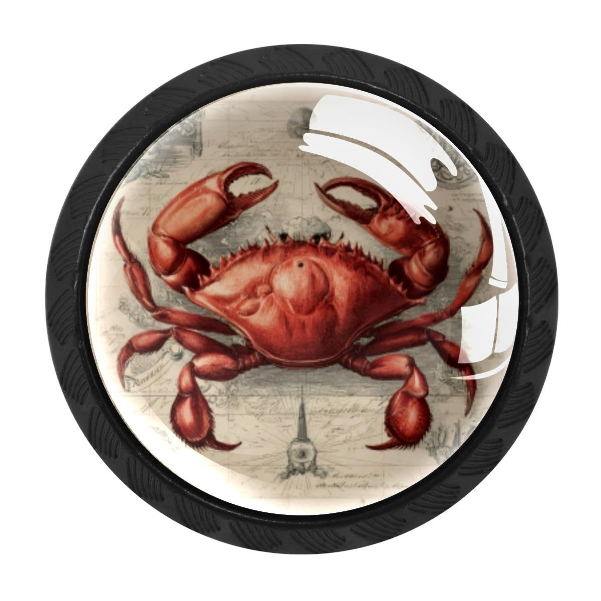 HEOEH 4 PCS Cabinet Knobs, Vintage Ocean Crab Drawer Knobs Dresser Handles