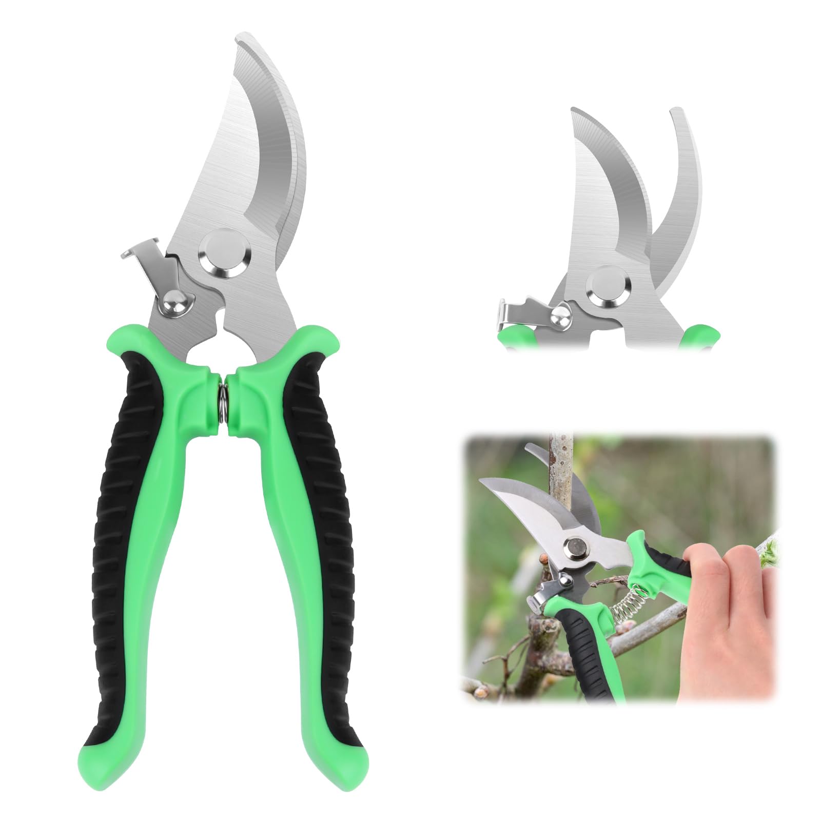 Tijeras Podar, Tijeras de Podar con Cierre de Seguridad y Asa Antideslizante, Tijeras de Podar de Mano para Cortar, Ramas, Plantas, Setos, Flores y Ratán