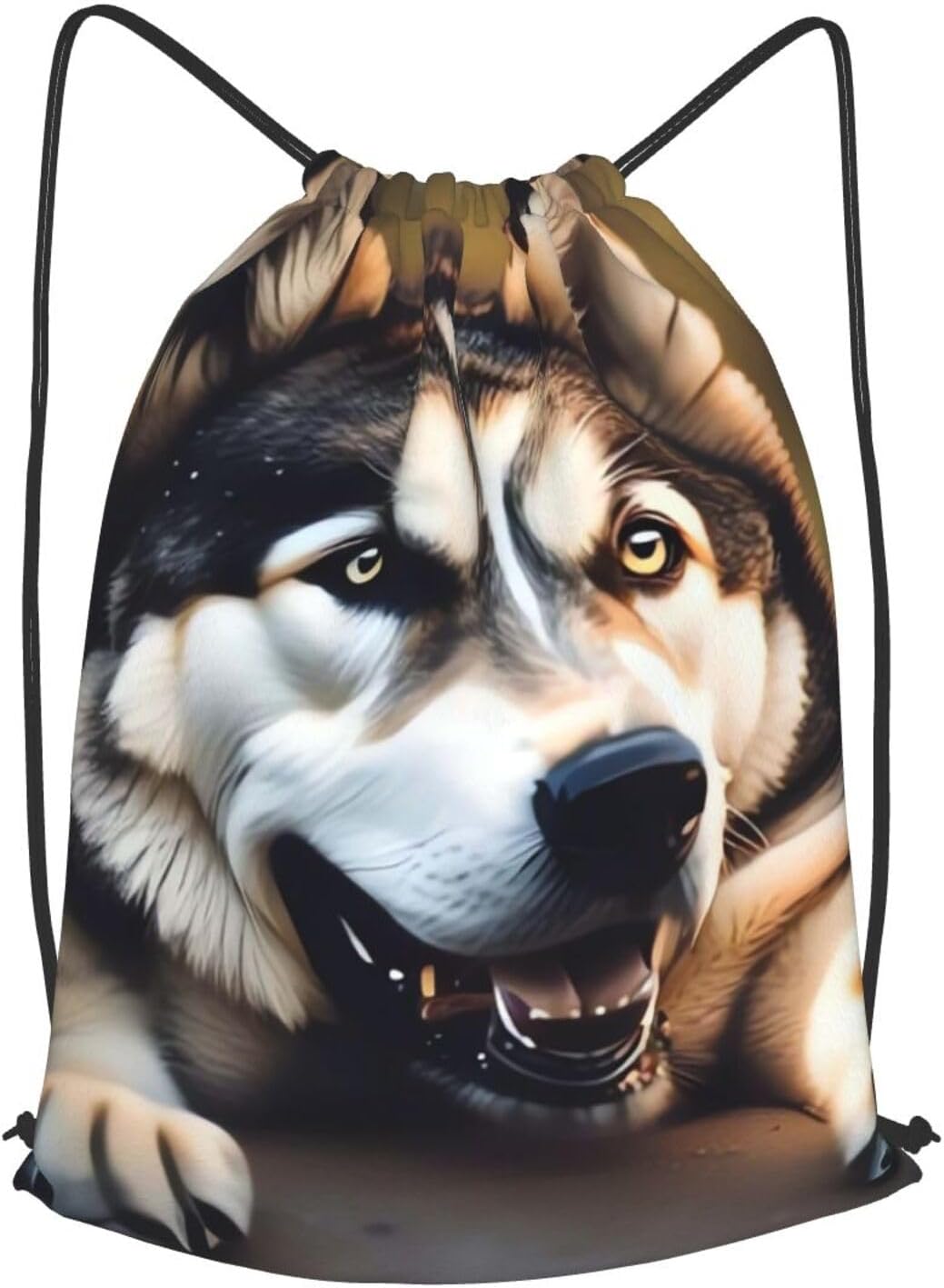 Drawstring Backpack Woemn Men Sports Gym Sack Lightweight Drawstring Bags Cute Husky Cinch Bag Sackpack For Work Swim Travel