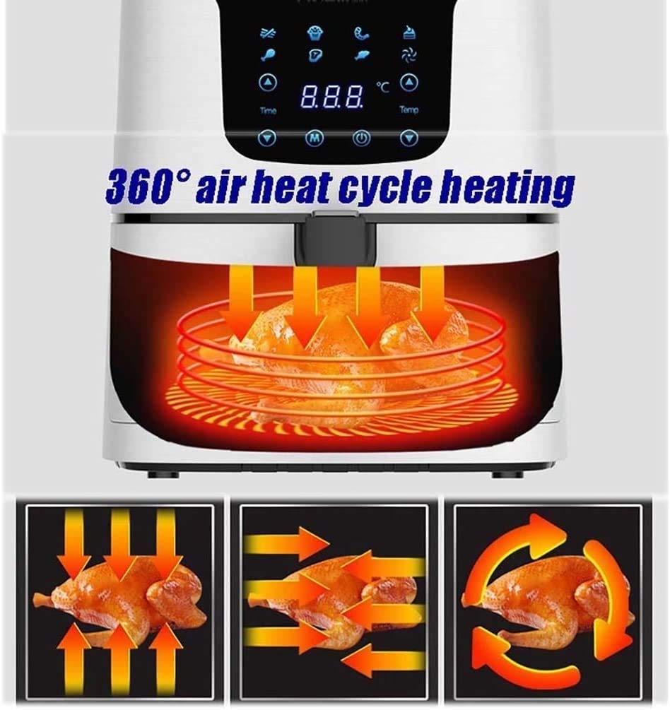 Friteuse Air, 5.9 Quart (5,5 litres) Électrique Chaud Friteuses Four Cuisinière d'otilless avec écran numérique LCD et poêle à friture non escamotable, 8 préréglages de cuisson, préchauffage, min