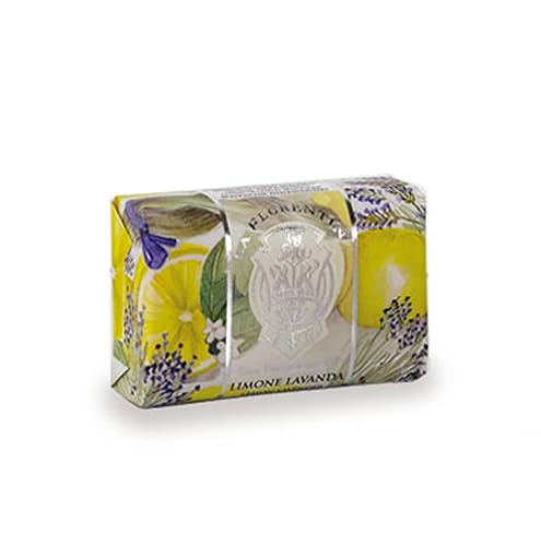 La Florentina Limone Lavanda - Jabón de barra aroma a lavanda limón colección Bellosguardo - Paquete de 7 onzas 705oz importación italiana