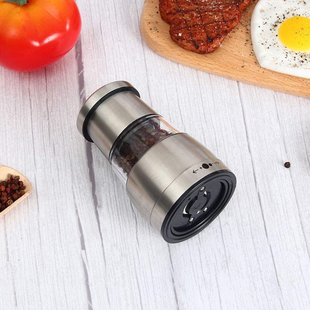 Salt and Pepper Grinder Set of 2 - Adjustable Ceramic Coarseness, Stainless Steel, Acrylic Refillable Salt and Pepper Shakers & Mills for Spice, Black Peppercorn(