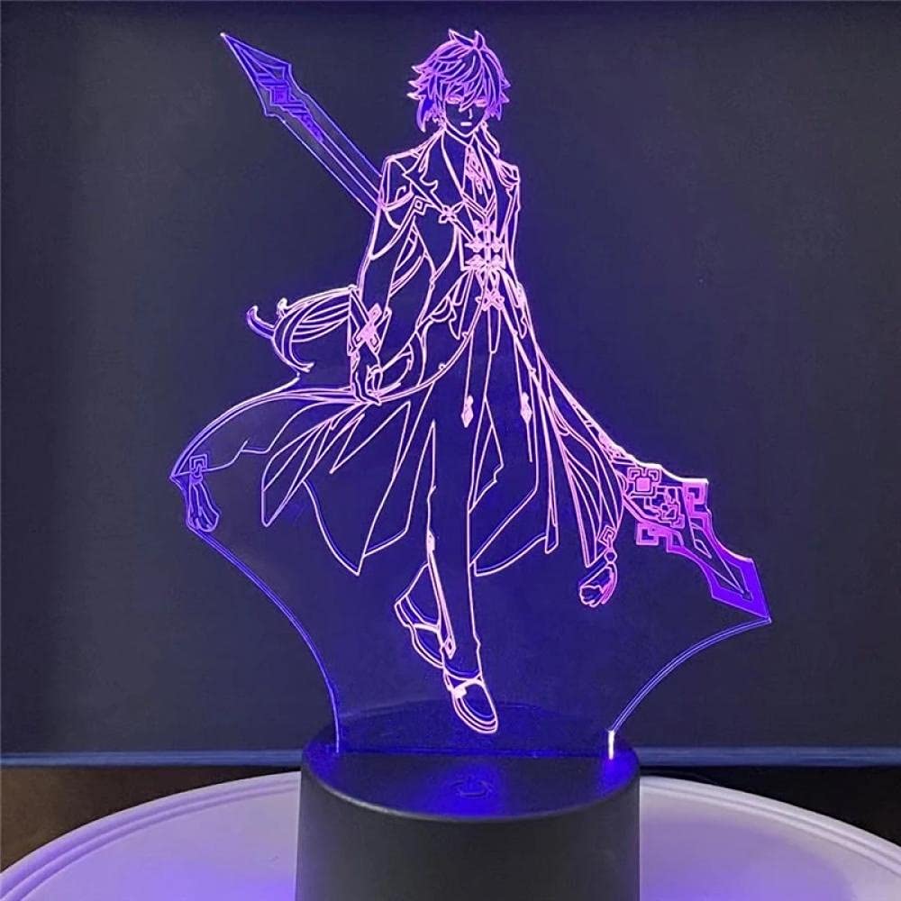 Bqqb Game Genshin Impact Zhongli Xiao Lamp Night Light Illusion Light 3d For Kid Boys Girls Bedroom Led Decor Lighting Child Christmas Gift Bedside Colorful Birthday Lamp Multicolor One Size