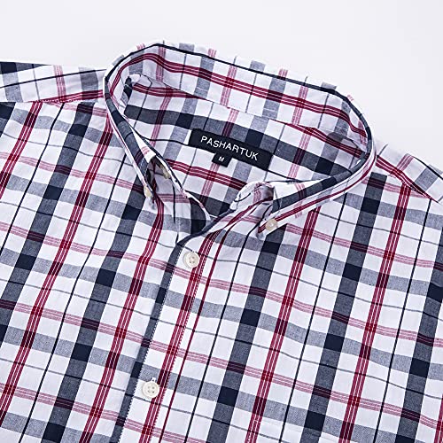 Pashartuk Cotton Regular Fit Mens Long Sleeve And Short Sleeve Shirts Button Down Shirts For Men(Navy Red 096,X-Large) #TOP2