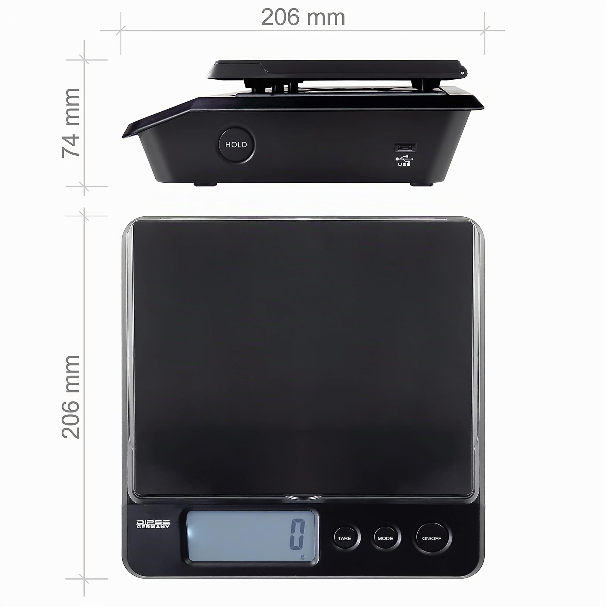 DIPSE Pèse-colis numérique 7005 - Avec bloc d'alimentation ou batterie - Graduation 2 g/1 g/0,5 g