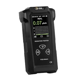 PCE-RAM 6 Radioactivity Meter for a range of 0.00 to 1000 Sv/h/Beta Radiation, Gamma and X-ray, Geiger Garbage Counter Tube/Temperature, Date and Time Display