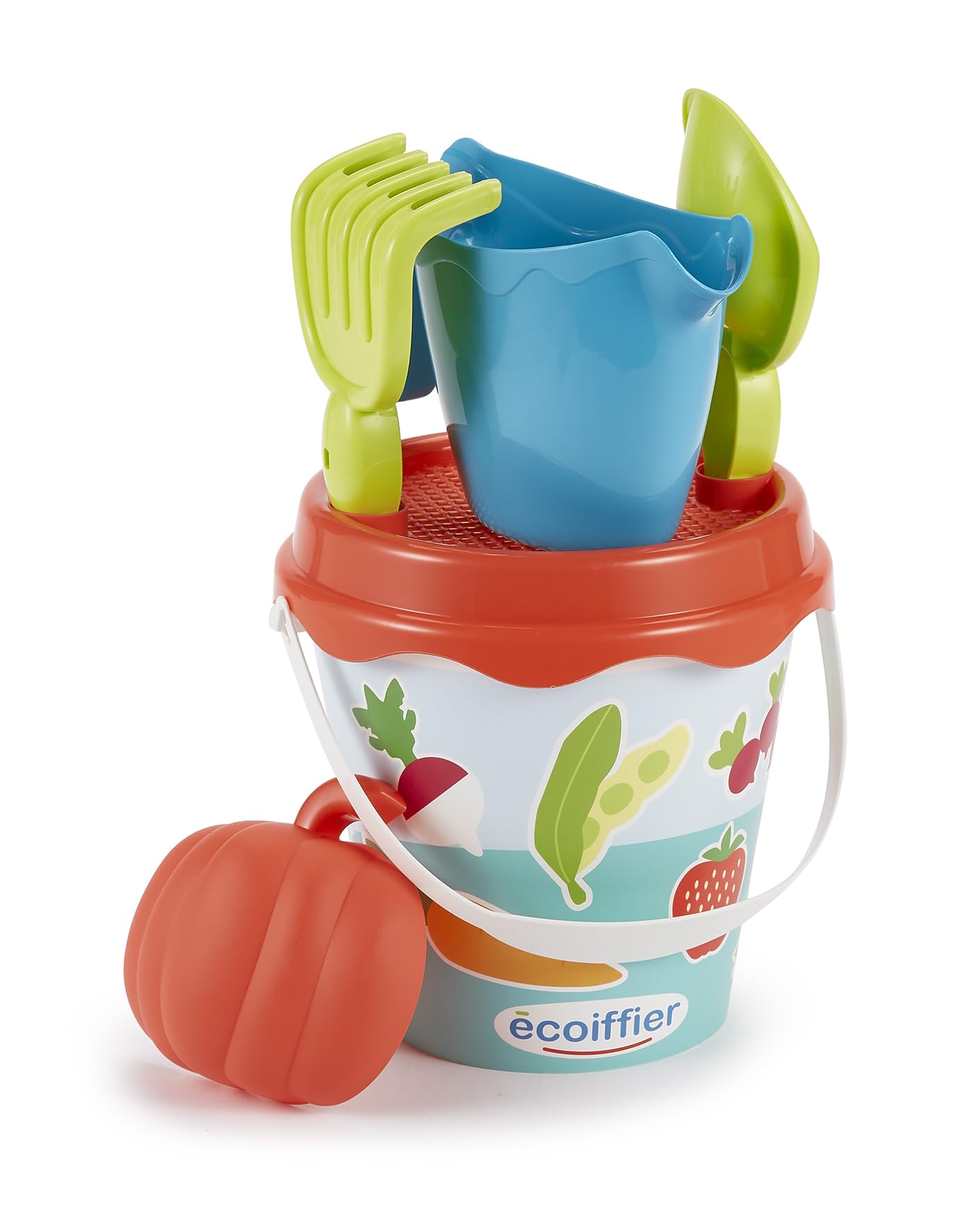 Seau Garni Pacifique 17 Cm – Jeu De Plage Écoiffier – Pelle, Rateau, Tamis, Arrosoir, Moule – Dès 18 Mois, Fabriqué En France