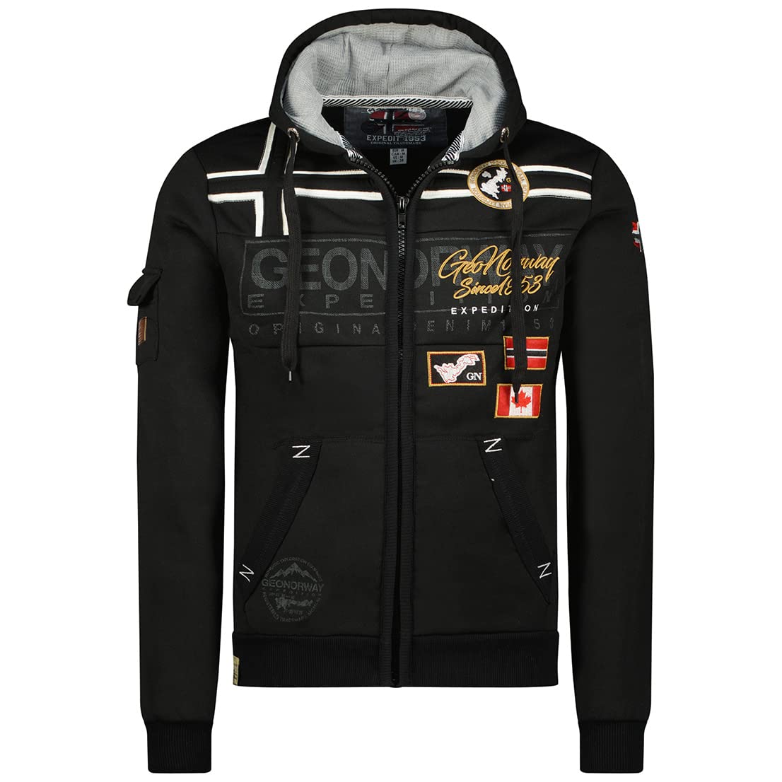 Felpa Con Cappuccio Uomo Geographical Norway GARICE - Maniche Lunghe, Colore Nero, Taglia XL