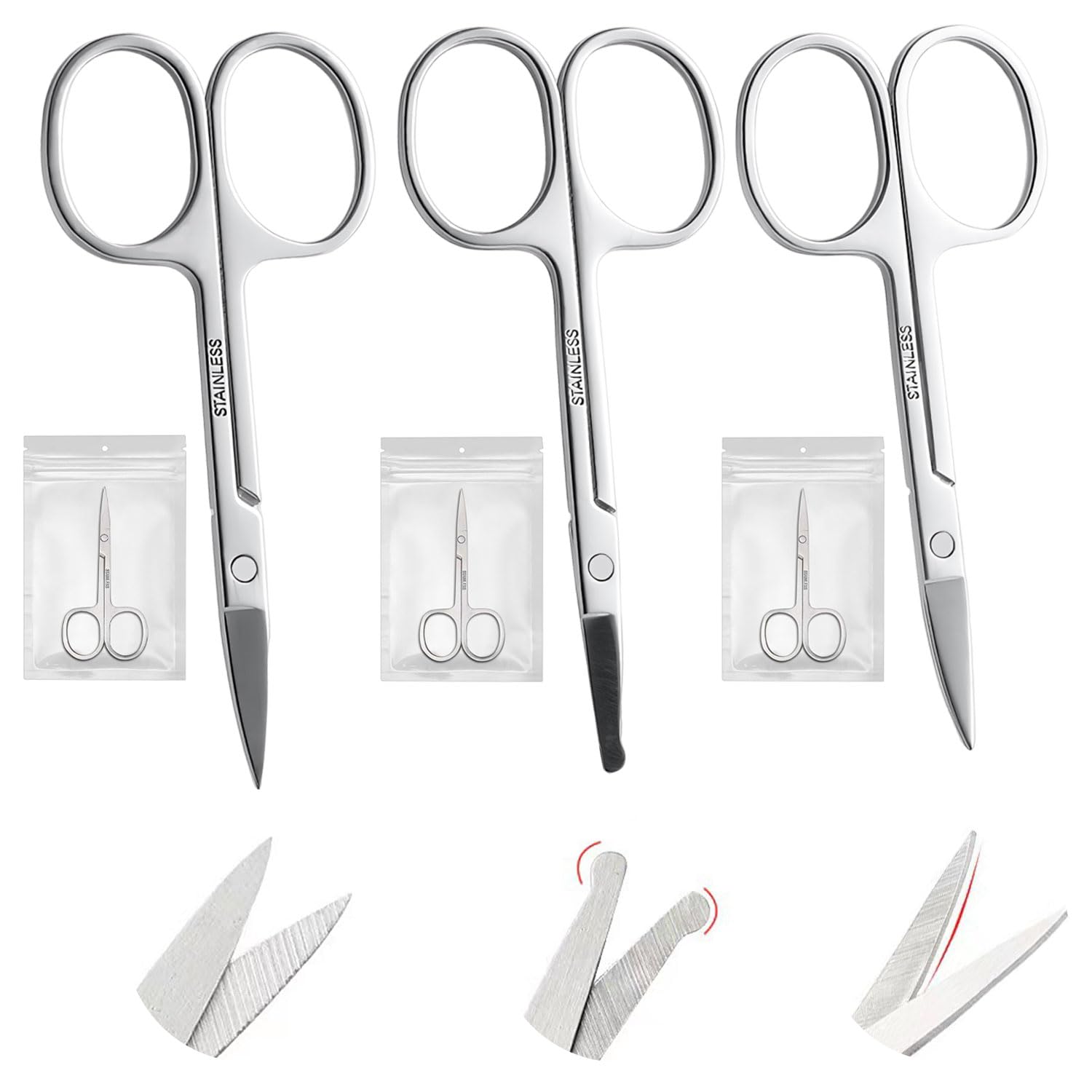 BendJoy 3 Pcs Nose Hair Trimmer for Men, Scissor Small for Men & Women | Multipurpose Scissor Ideal for Men for Moustache, Beard, Ear and Nose Hair Trimming (B0D5Y3DKV4) Amazon Price History, Amazon Price Tracker