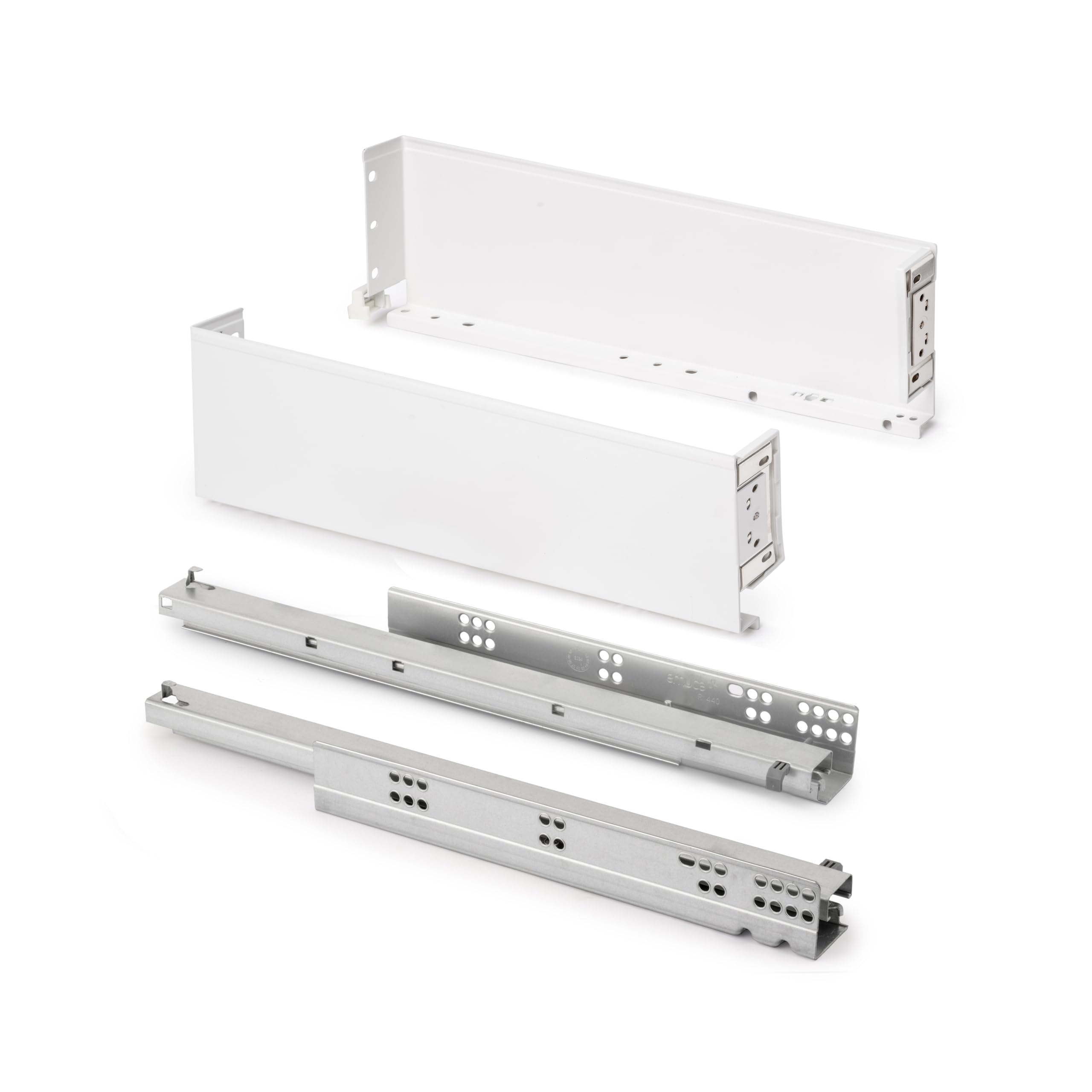 Emuca - Simplex 25kg (55,1 lb) External Drawer Height 122mm (4,8"), Depth 440mm (17,3"), Steel, White Painted