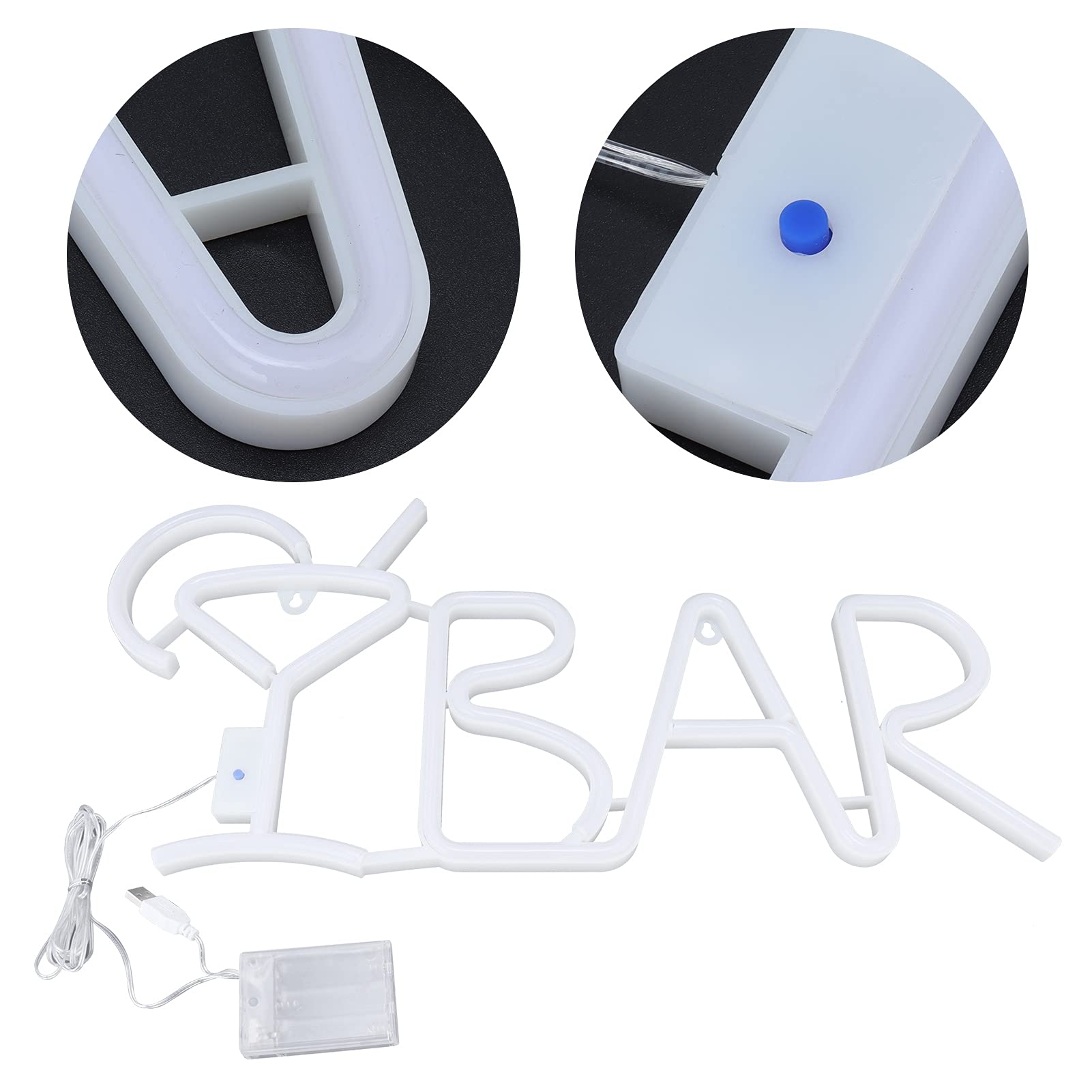 Cocoarm Neon BAR, Neonowa LED ABS PVC z Pilotem, 8 Trybów Oświetlenia, Zasilanie Przez USB lub baterię, Dekoracja ścienna o Wymiarach 21,7 X 10 Cali do Domowej Sypialni z Barem (Numer 2 (13 x 2,9