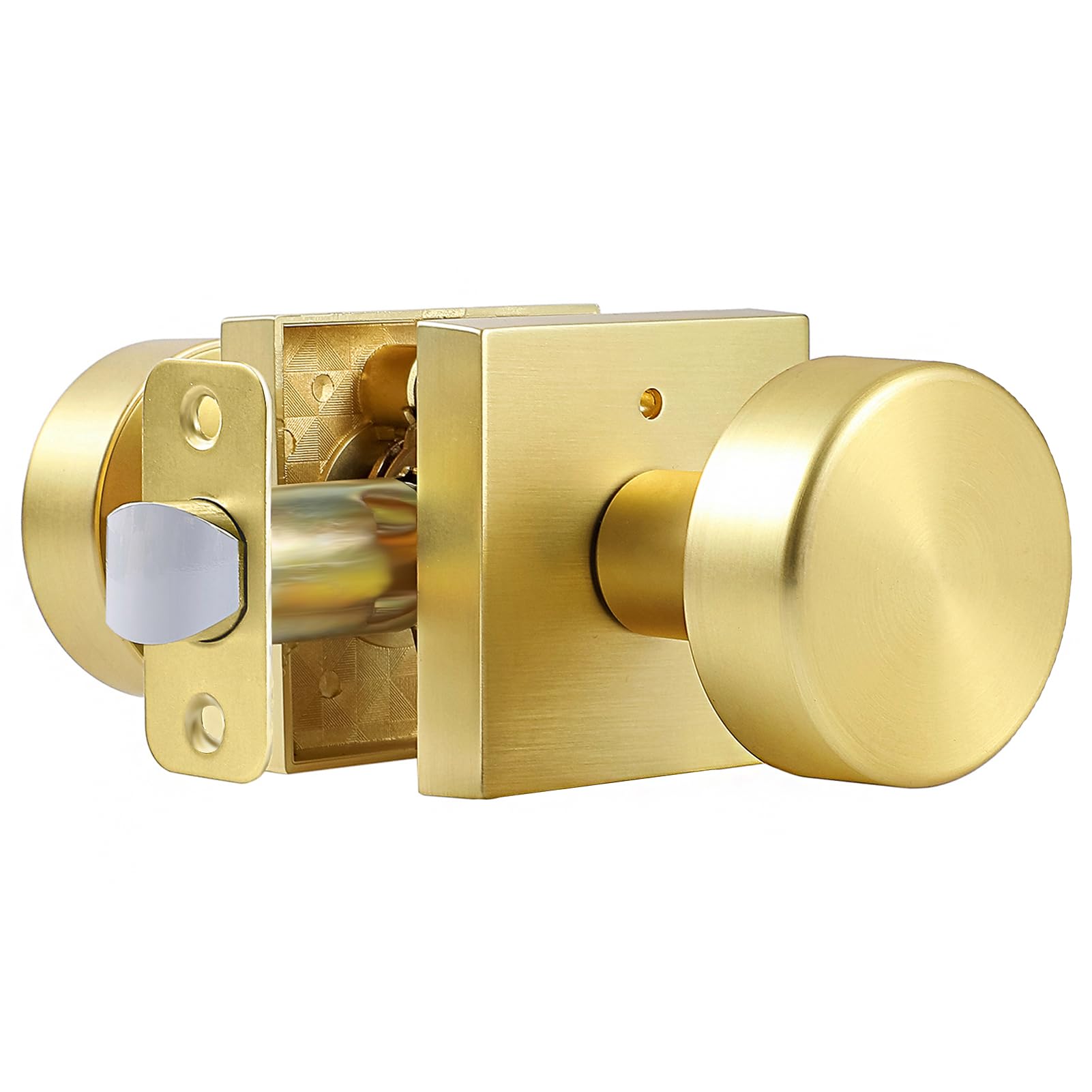 Privacy Gold Door Knobs - Satin Brass Locks -1
