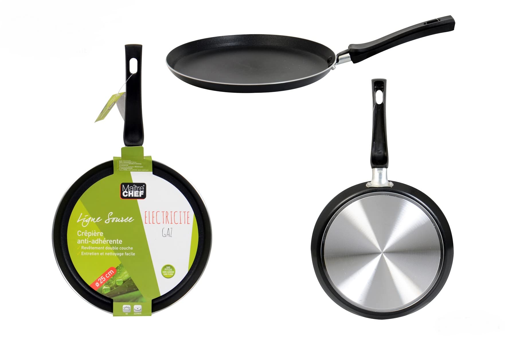 Crêpière en aluminium anti-adhérente pour des crêpes dorées sans coller