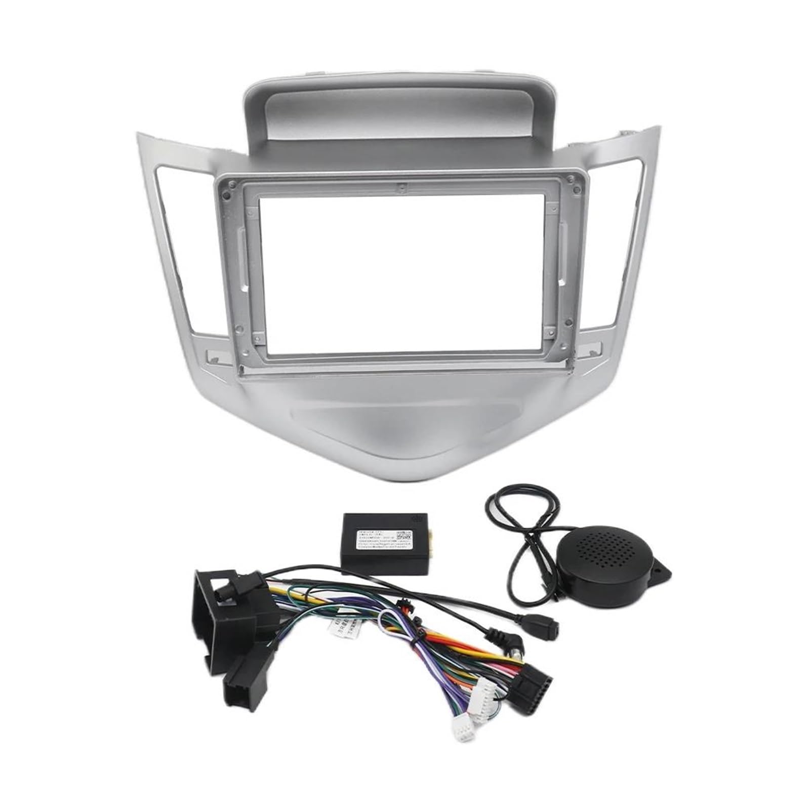 Cadre de façade d'autoradio Cadre Voiture 9 Pouces Pour Chevy Pour Cruze 09–12 2din Adaptateur Fascia Boîte Canbus Kit Panneau Montage Radio Android Autoradio tableau de bord(Silver Frame Set)