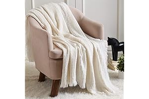 CREVENT Farmhouse Off White Throw Blanket