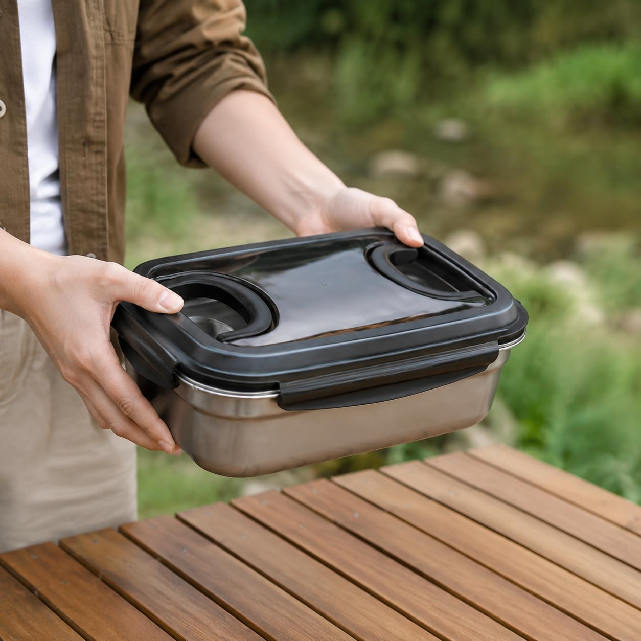 Goldfarbene Gabeln für Picknick, spülmaschinenfestes Campingbesteck, kompaktes Reisebesteck mit Tasche, goldenes Wanderbesteck Set, 3-Personen-Set, Gold
