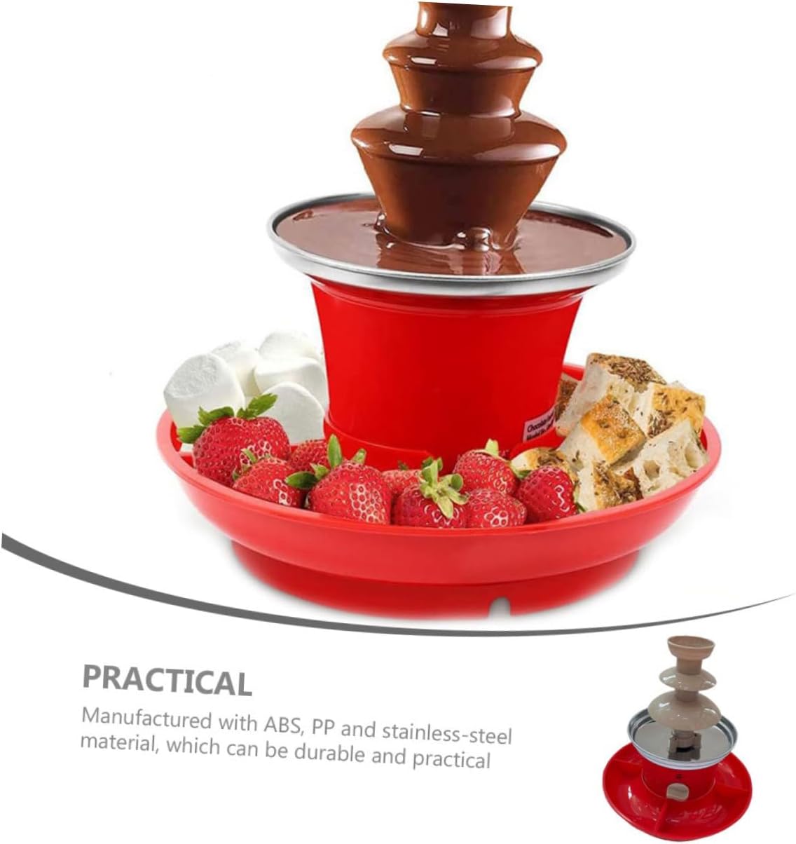 KICHOUSE 1set Chocolate Fountain Machine Party Fondue Maker for Melting Chocolate Sauces Easy to Use Dessert Waterfall for Gatherings Celebrations Us