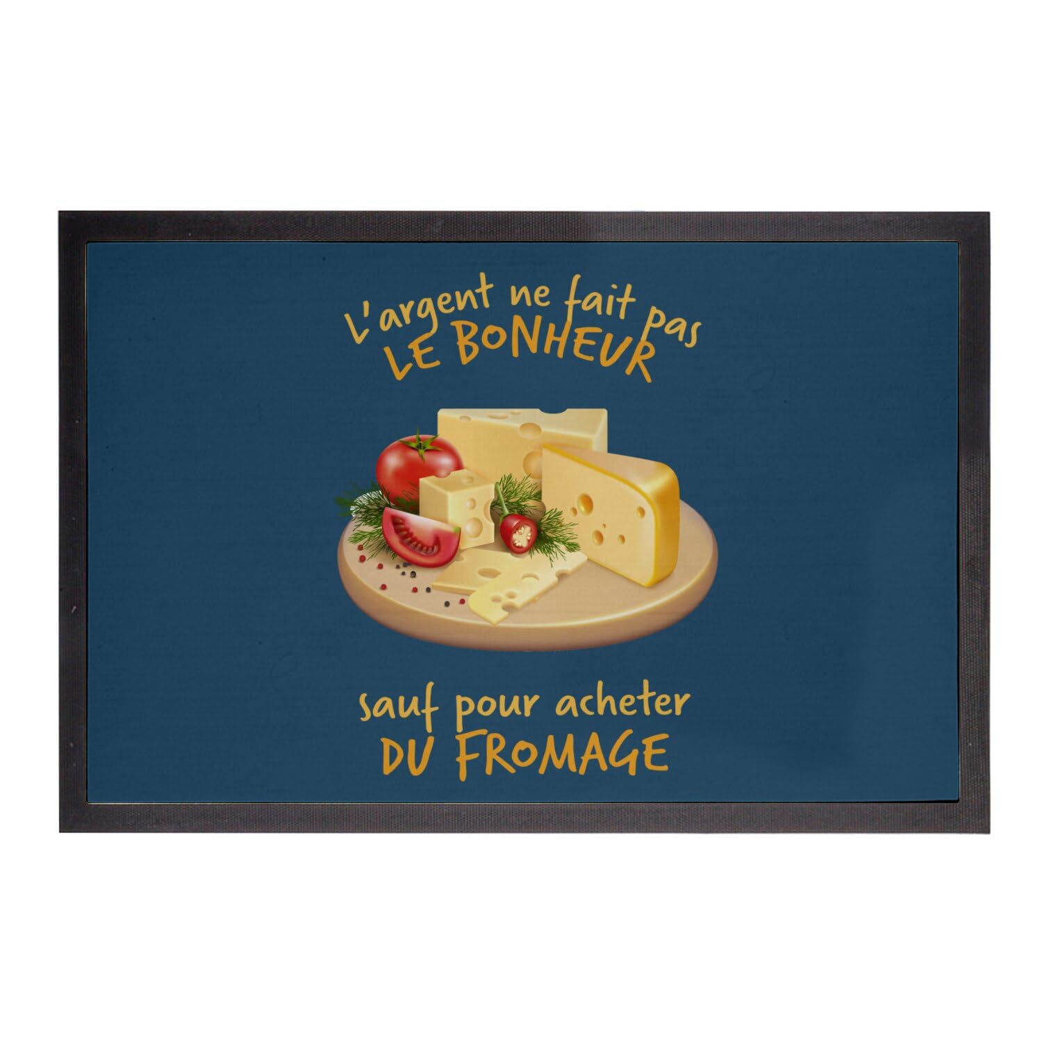 Paillasson bleu rectangulaire 75x50cm tapis entrée plateau fromage