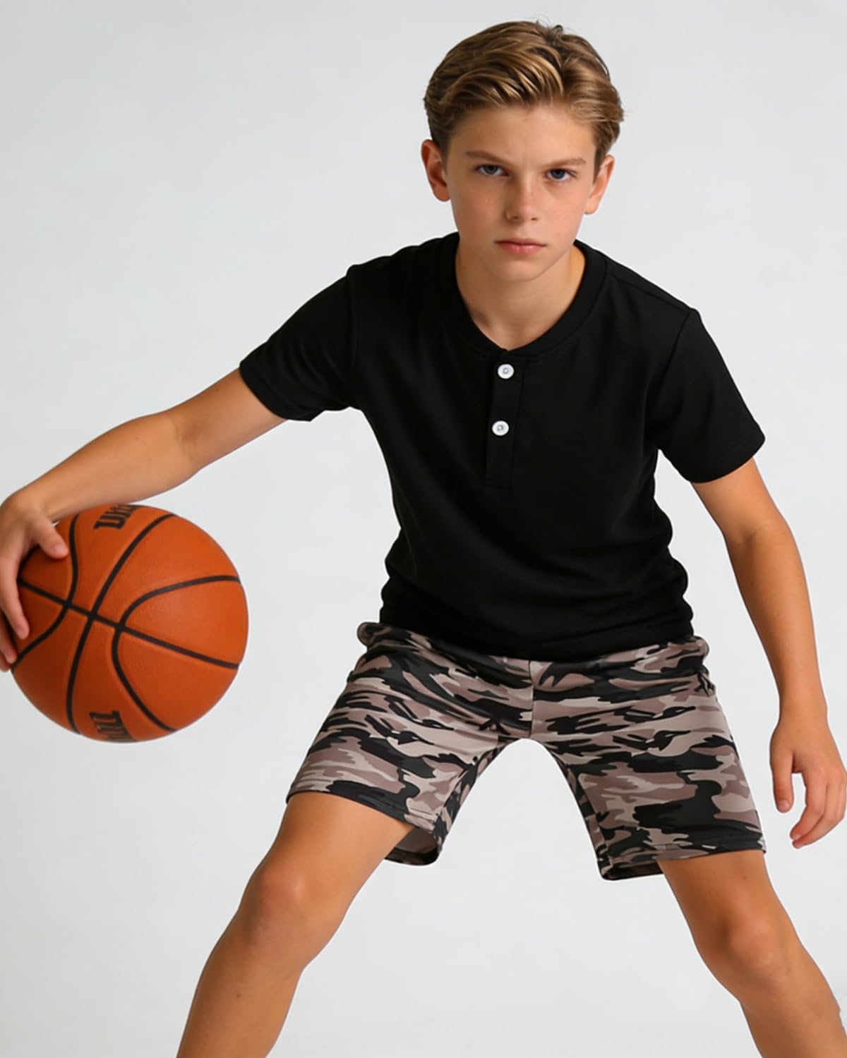 Boy's 2-Piece Summer Outfit Short Sleeve Henley Tee and Shorts Set Casual Clothes for 6-13 Years Kids - Image 5