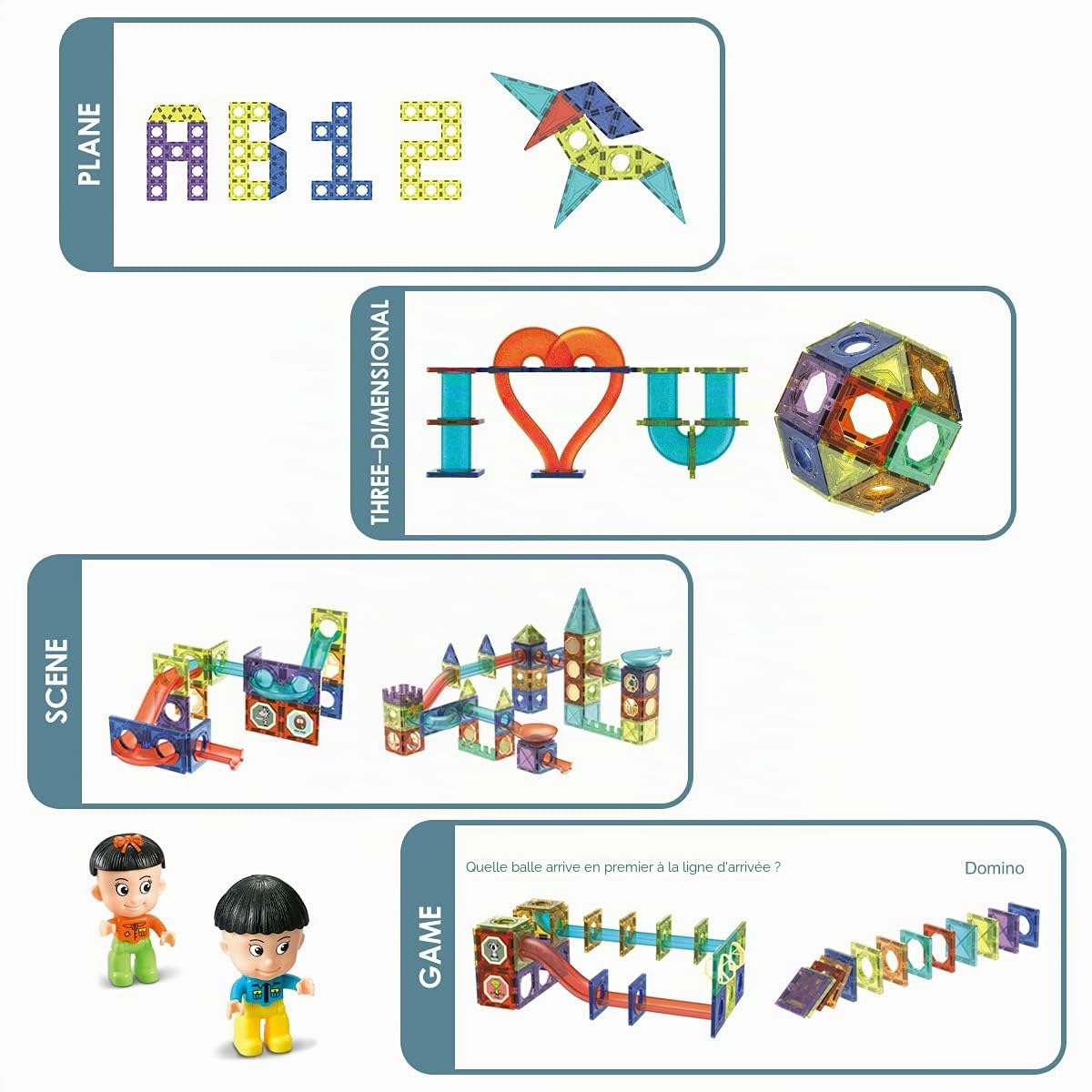Blocs de Construction magnétiques de Luxe, Jouets STEM pour Enfants, Ensemble de Blocs de Construction de Jouets éducatifs 3D 3-12 Cadeaux pour garçons et Filles(Light Orbital Blocks-110PCS)