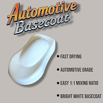 LiME LiNE Automotive Basecoats, 1k Urethane Base Coat Color (White Basecoat Quart)