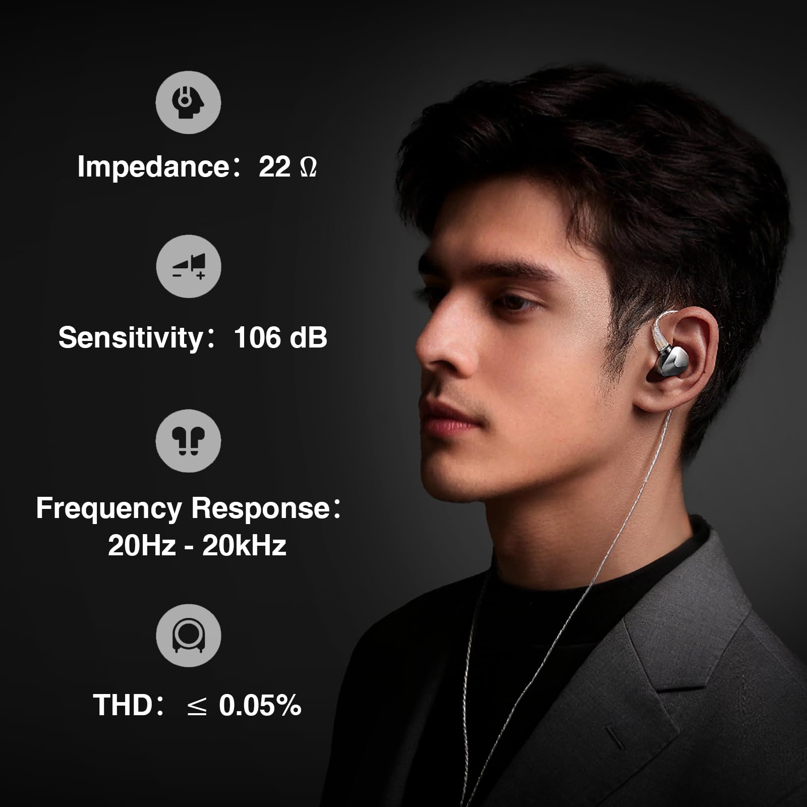 Questyle Zen in Ear Monitor HiFi Wired Auricolari Studio-Grade IEM | Auricolari da gioco, isolamento acustico, cavo OFC per musicisti