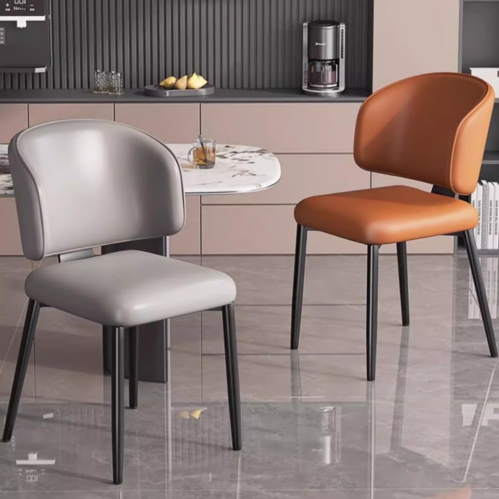Krzesła do jadalni ze sztucznej skóry, zestaw 2 sztuk, tapicerowane krzesła kuchenne z zakrzywionym oparciem, ergonomiczne krzesła akcentujące do salonu, łatwy montaż