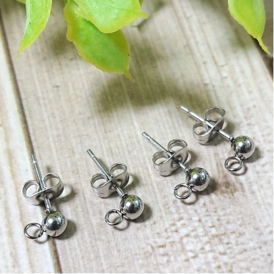 大ぶりピアス　ハンドメイドピアス　シルバーアクセサリーステンレスポスト Amazon.co.jp: サージカルステンレス 4mm 丸玉 カン付き