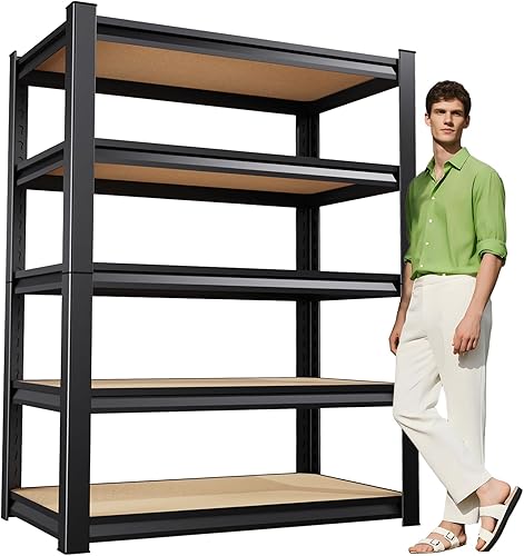 Miniatura 15 de Estantería de garaje, estantes de almacenamiento de garaje resistentes, estantería de metal, estante de utilidad de acero ajustable de 5 niveles,