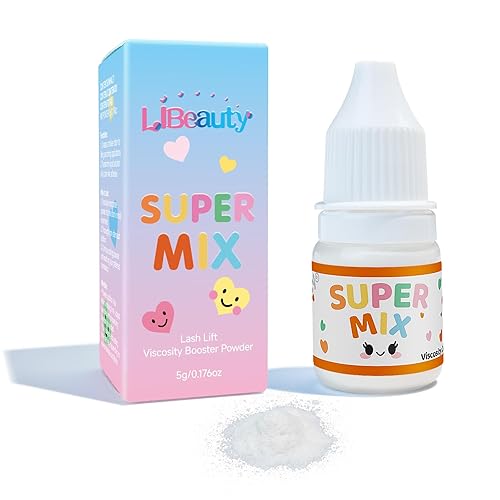Libeauty Polvo coreano de levantamiento de pestañas, refuerzo de viscosidad súper mixta para loción de pestañas permanentes, sistema de permanente