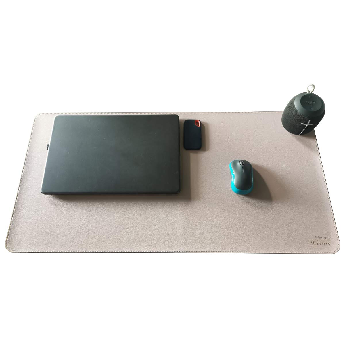 Tapis De Bureau En Cuir PU VIVENS 60x40cm - Double Face Antidérapant, Étanche, Protection Souris Et Laptop