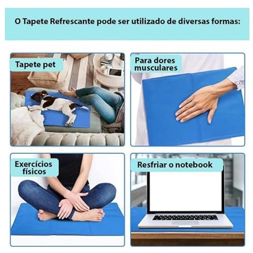 Tapete Gelado Refrescante Para Pet Cachorro e Gato - Grande 65x50cm