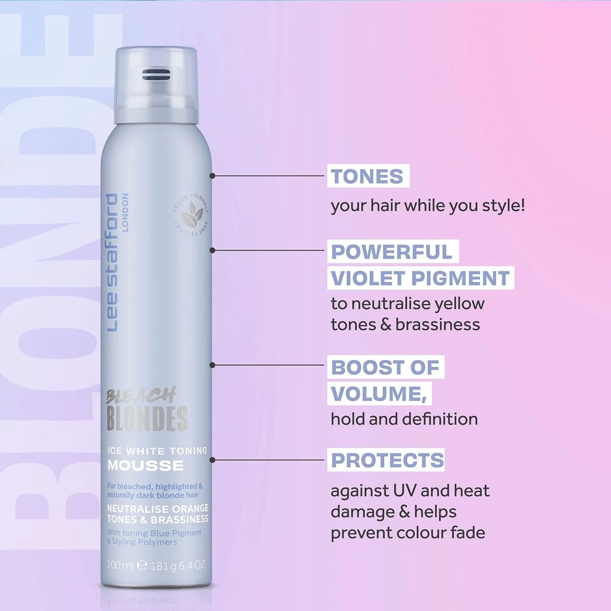 Lee Stafford Blue Toning Mousse, 200 ml (Pack of 1) - Image 2