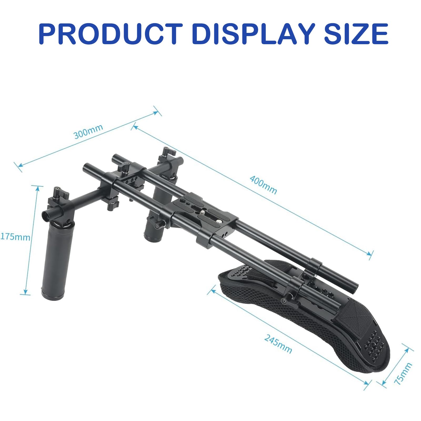 NICEYRIG Sistema di supporto per spalla 15 mm, per videocamere DSLR Cinema, supporto a spalla con piastra di base, asta in lega di alluminio da 15 mm, set di maniglie - 435