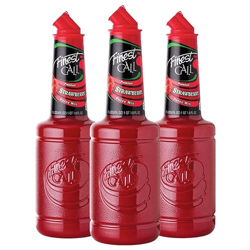 Finest Call Premium Strawberry Puree Drink Mix 1 Liter Bottle 3 Pack