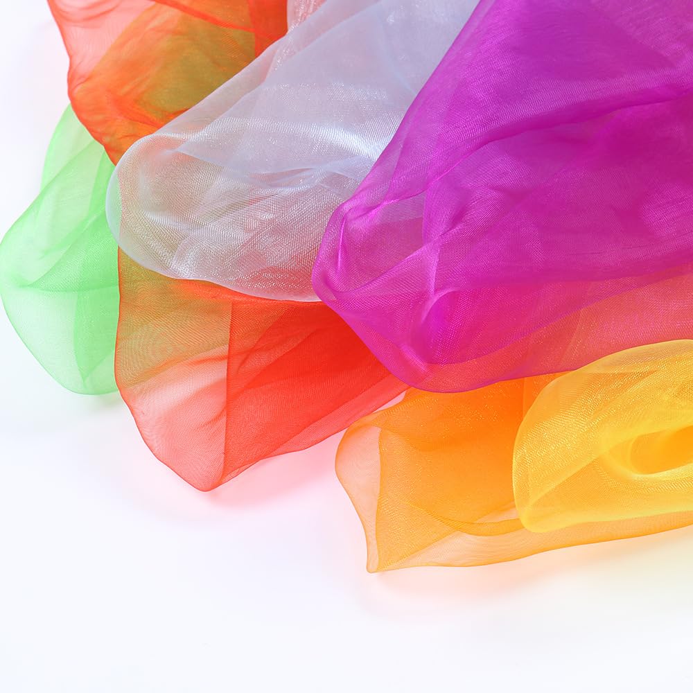 Dadabig 20 Pezzi Sciapa Giocoleria, Fazzoletti Colorati Sciarpe Quadrata per Danza per Bambini Donne Decorazione-20 Colori