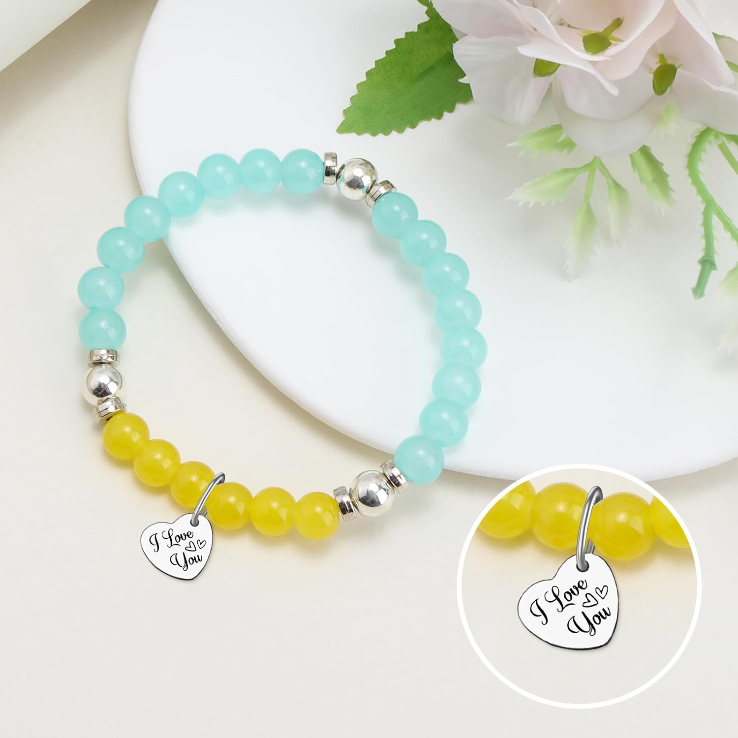 Daughter Beaded Bracelets from Mom Inspirational Gifts for Her from Mother to My Daughter Gift from Mom Mother's Day Birthday Christmas Graduation Present Stretch Beads Bracelets for Women Jewelry - Image 2