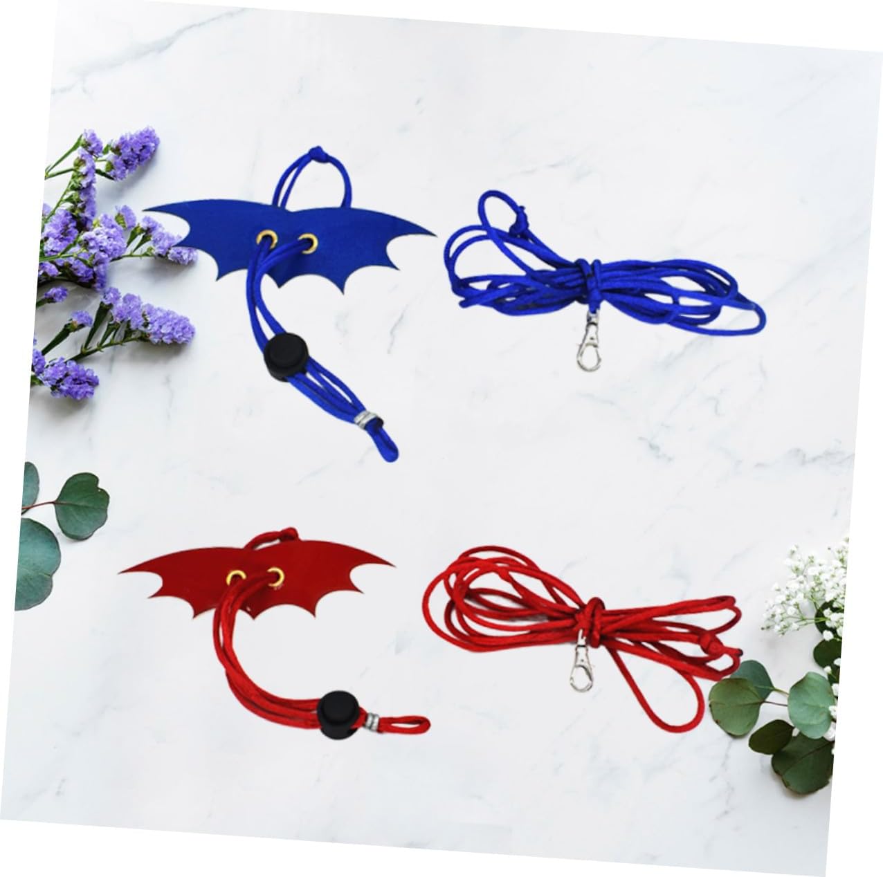 2PCS Small Animal Harness Leash with Bat Wing for Hamsters Rats Guinea Pigs Adjustable Rope Vest for Secure Neck and Stomach Protection Red Blue