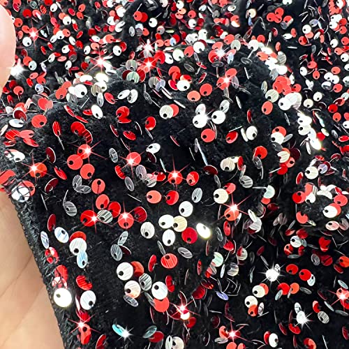 Red And Silver Tree Skirt 30 Inch Christmas Sequin Tree Skirt Velvet Fabric Glitter Xmas Tree Cover Base Rustic Tree Skirt Box Mermaid Floor Mat For Christmas Trees Holiday Home Decor Tree Collar Mat #TOP6