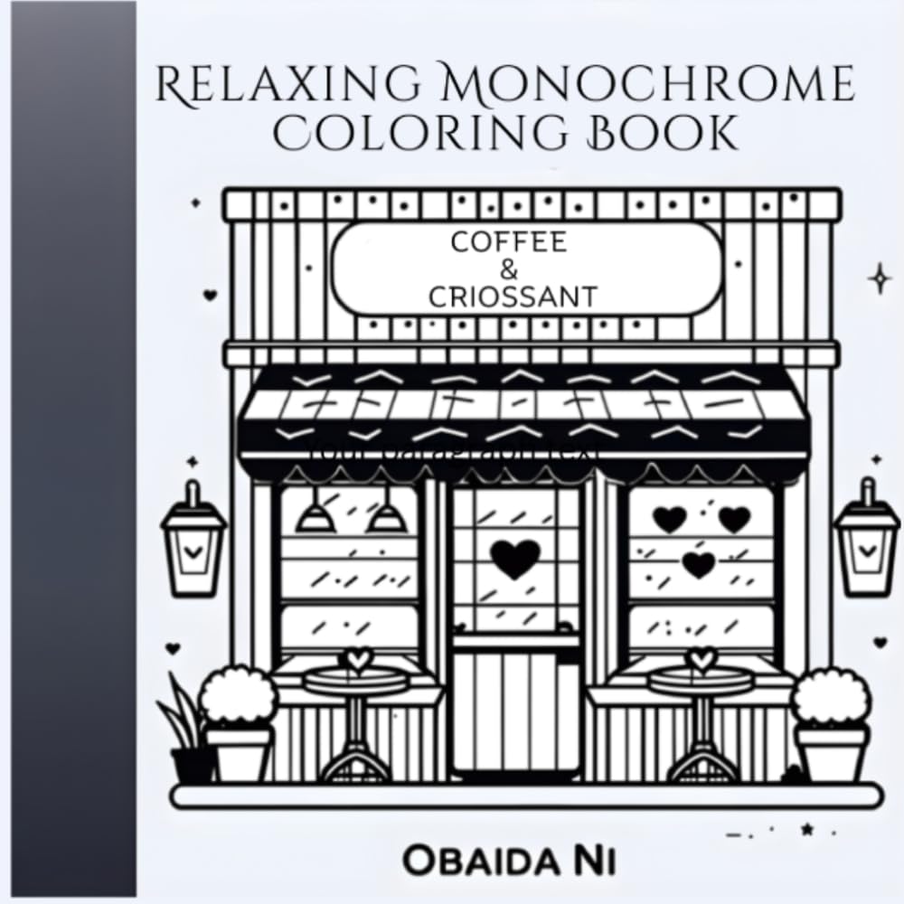 Relaxing Monochrome Coloring Book: 25 Mindful and Cozy One-Color Designs for Stress Relief and Relaxation | Bold Outlines for Adults, Seniors, and Teens