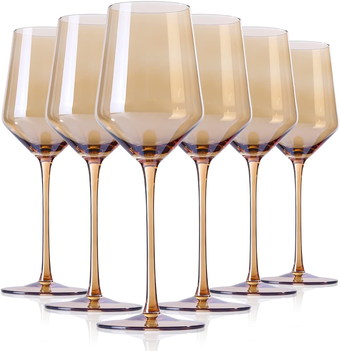 Physkoa Pink Wine Glasses Set Of 6 Crystal Colorful Wine Glasses With